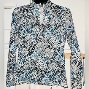 Hind Women's Blue and Black Patterned Long Sleeve Top